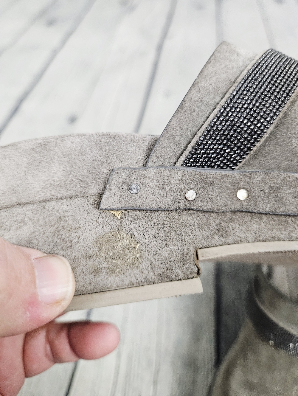 BRUNELLO CUCINELLI | Monili suede leather glitter accent slip-on clog - Picture 11 of 12